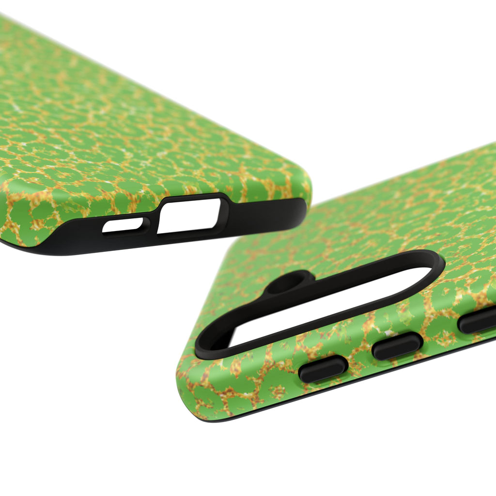 Neon Green Gold Leopard Tough Phone Case iPhone, Galaxy, or Google Pixel