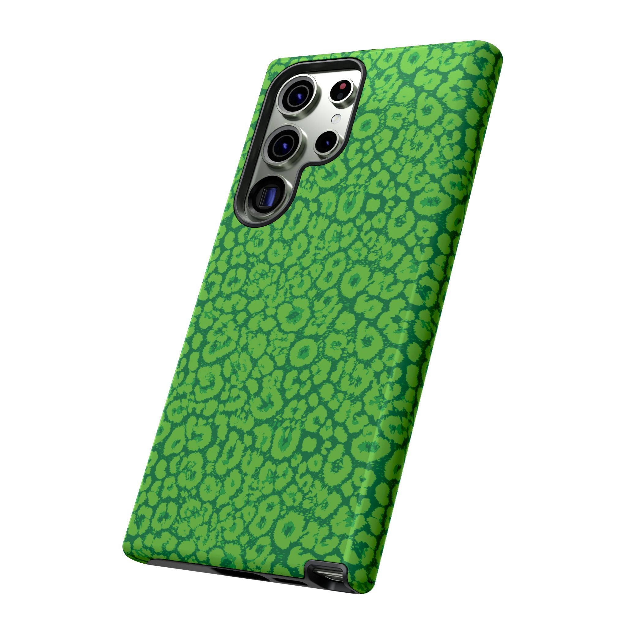 Neon Green Leopard Tough Phone Case for iPhone, Galaxy, or Google Pixel