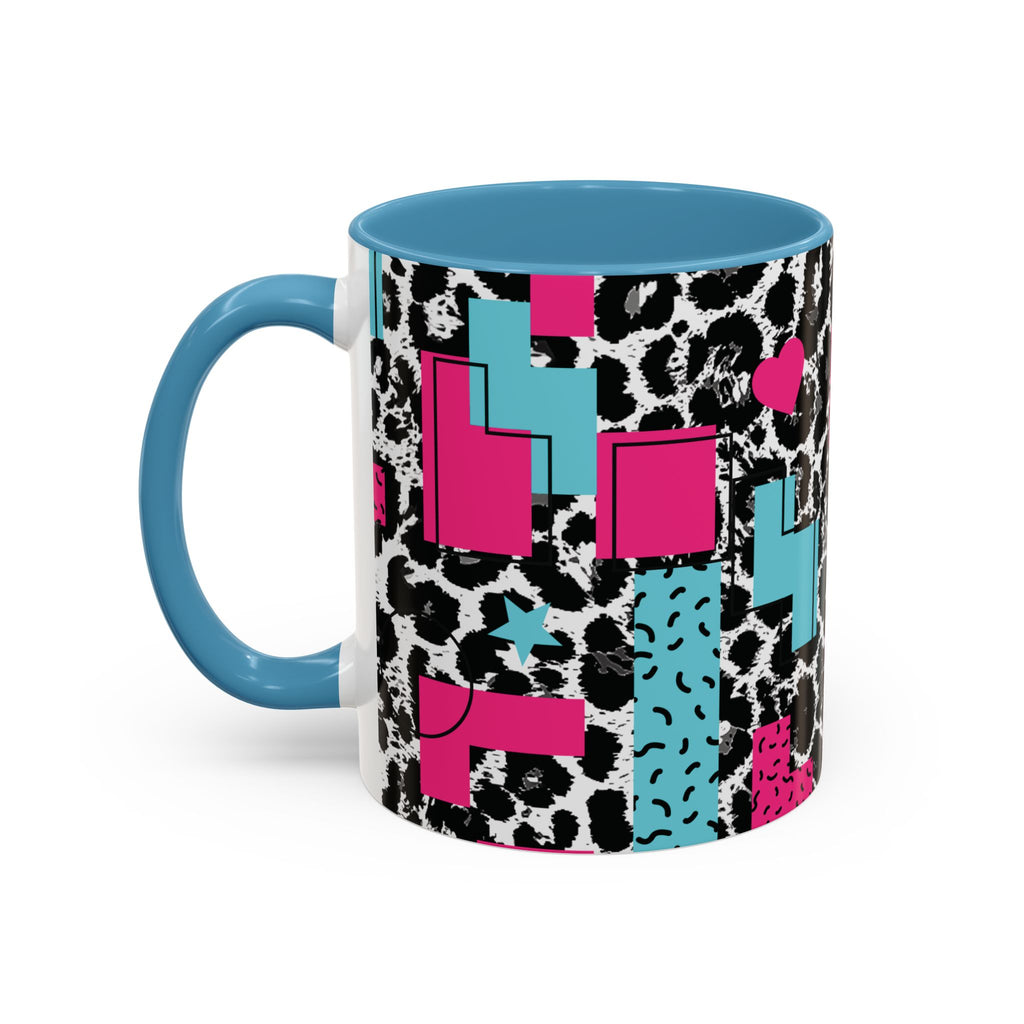 Retro Vibes Love Blocks Leopard Print Coffee Mug Kitchen Decor, Gift