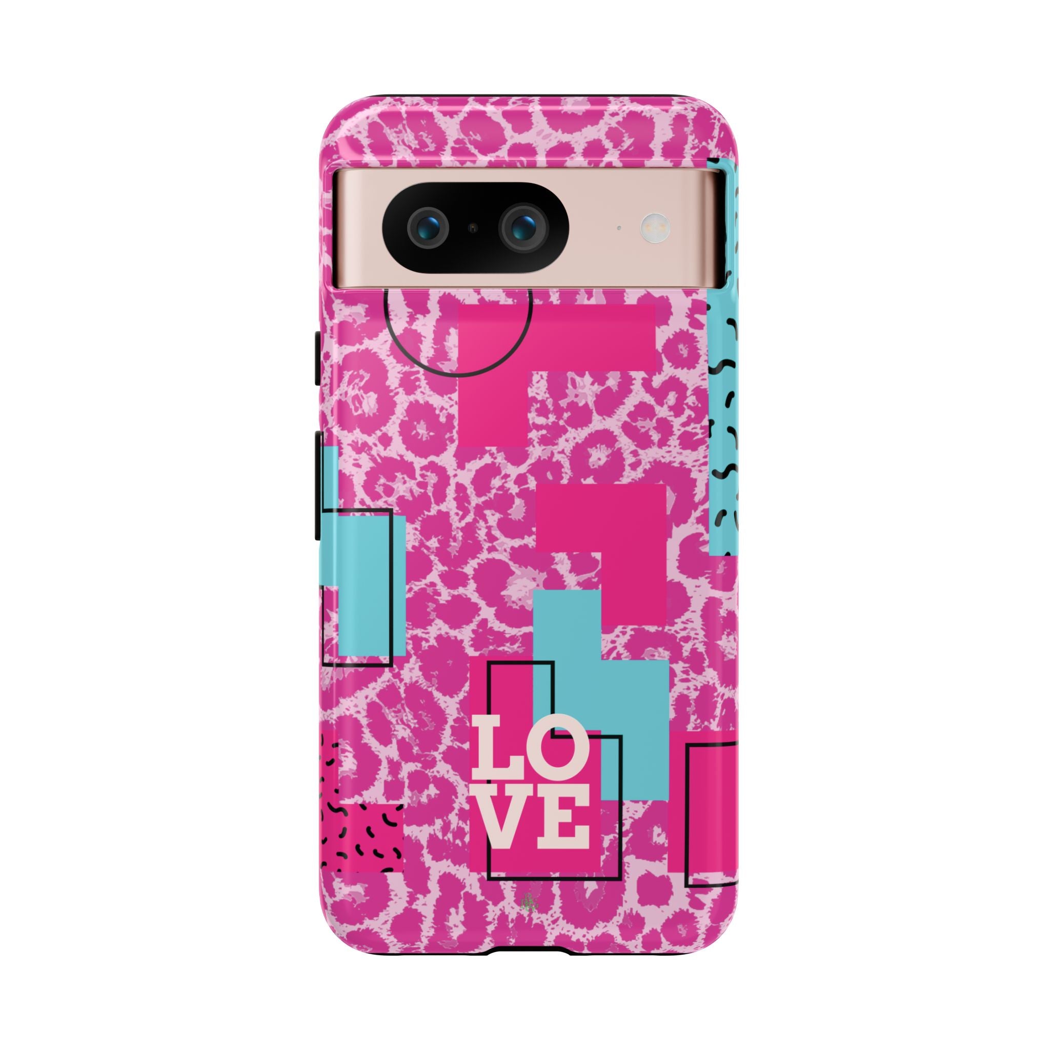 Retro Love Pink Leopard RG Tough Phone Case for iPhone, Galaxy, or Google Pixel