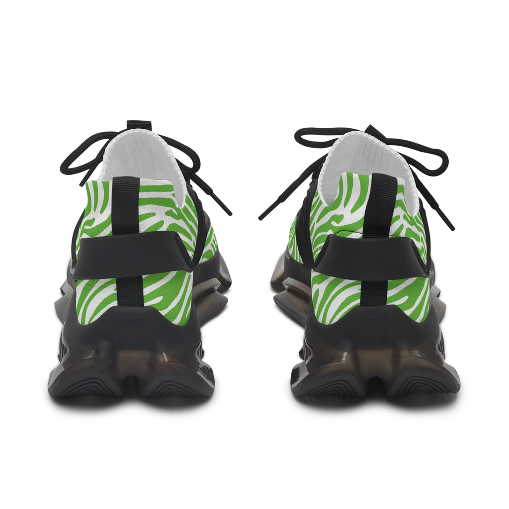 Neon Green Zebra Women's Mesh Sneakers