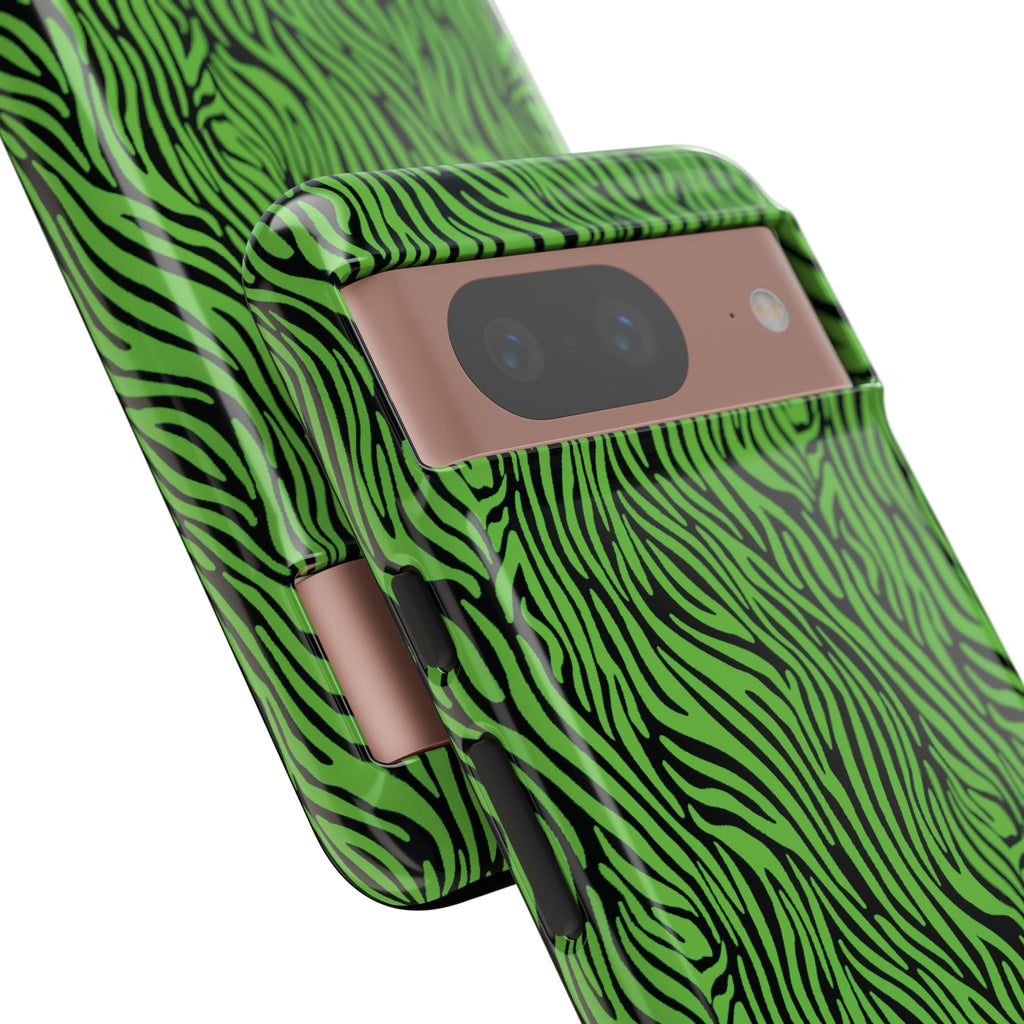 Neon Green Zebra Tough Phone Case iPhone, Galaxy, or Google Pixel
