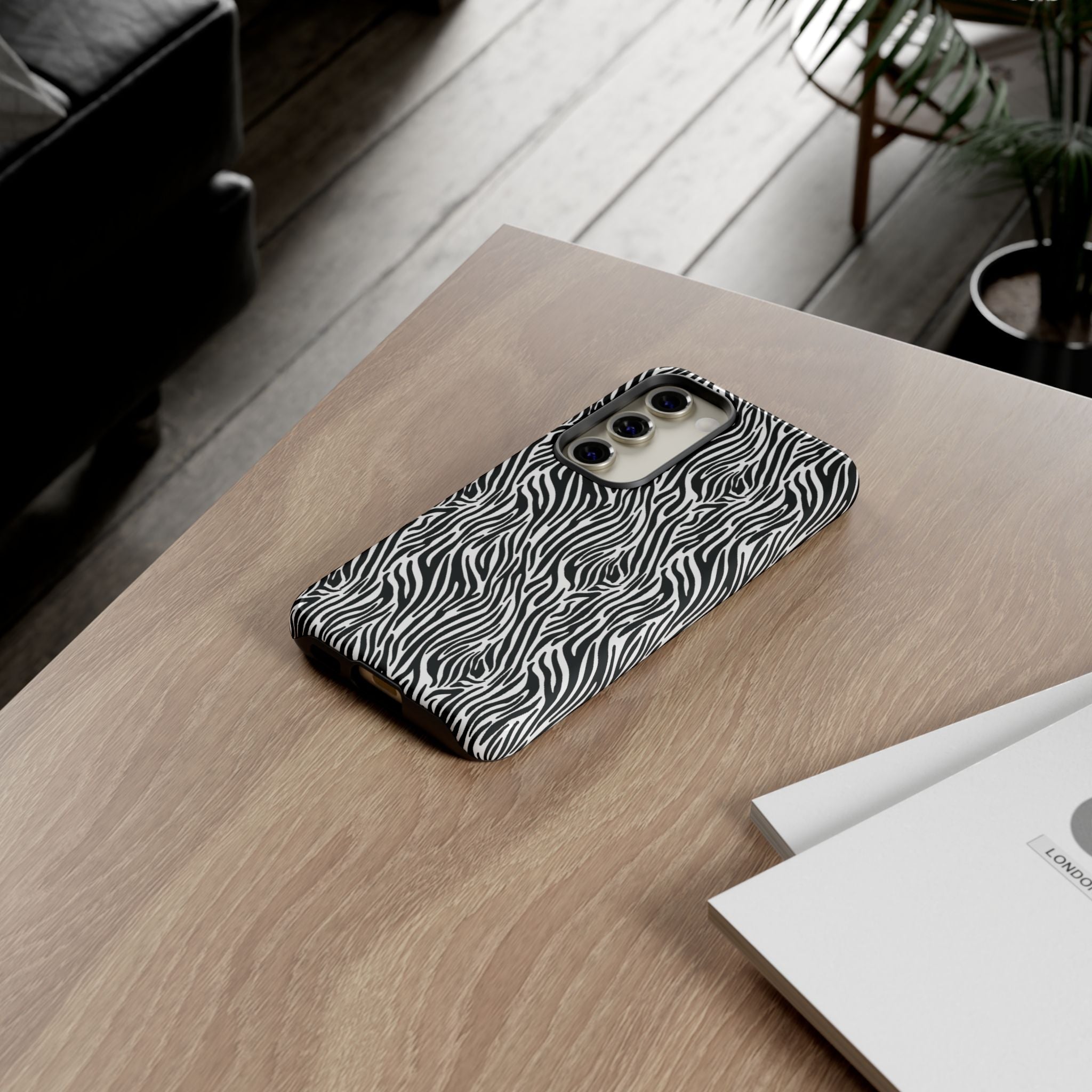Black and White Zebra Print Tough Case iPhone, Galaxy and Google Pixel