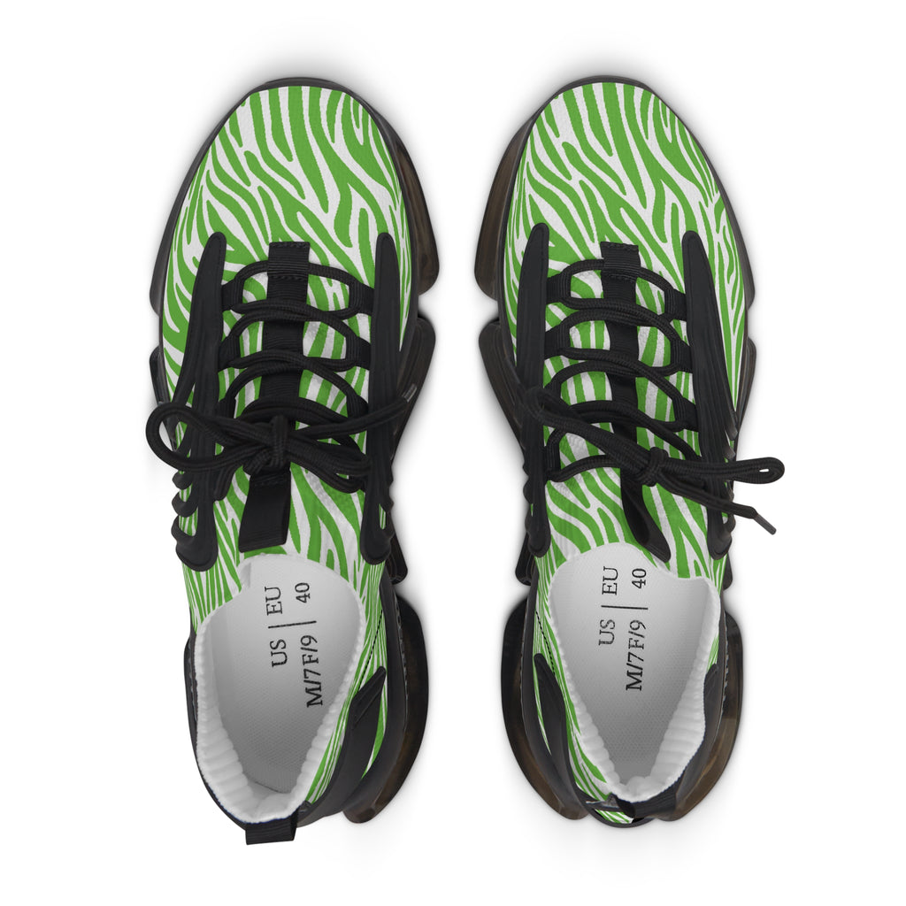Neon Green Zebra Women's Mesh Sneakers