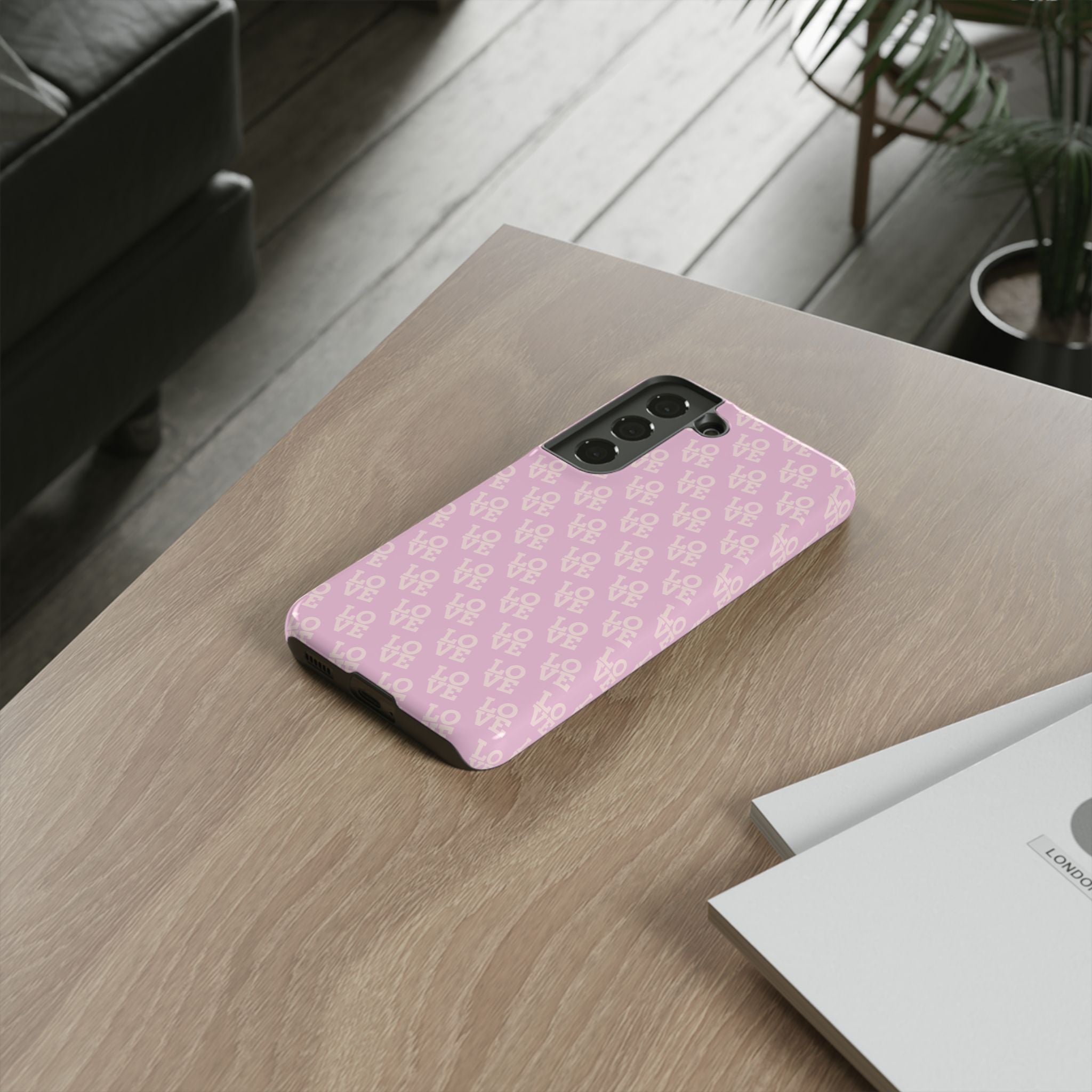 LOVE Pink Tough Phone Case for iPhone, Galaxy, or Google Pixel