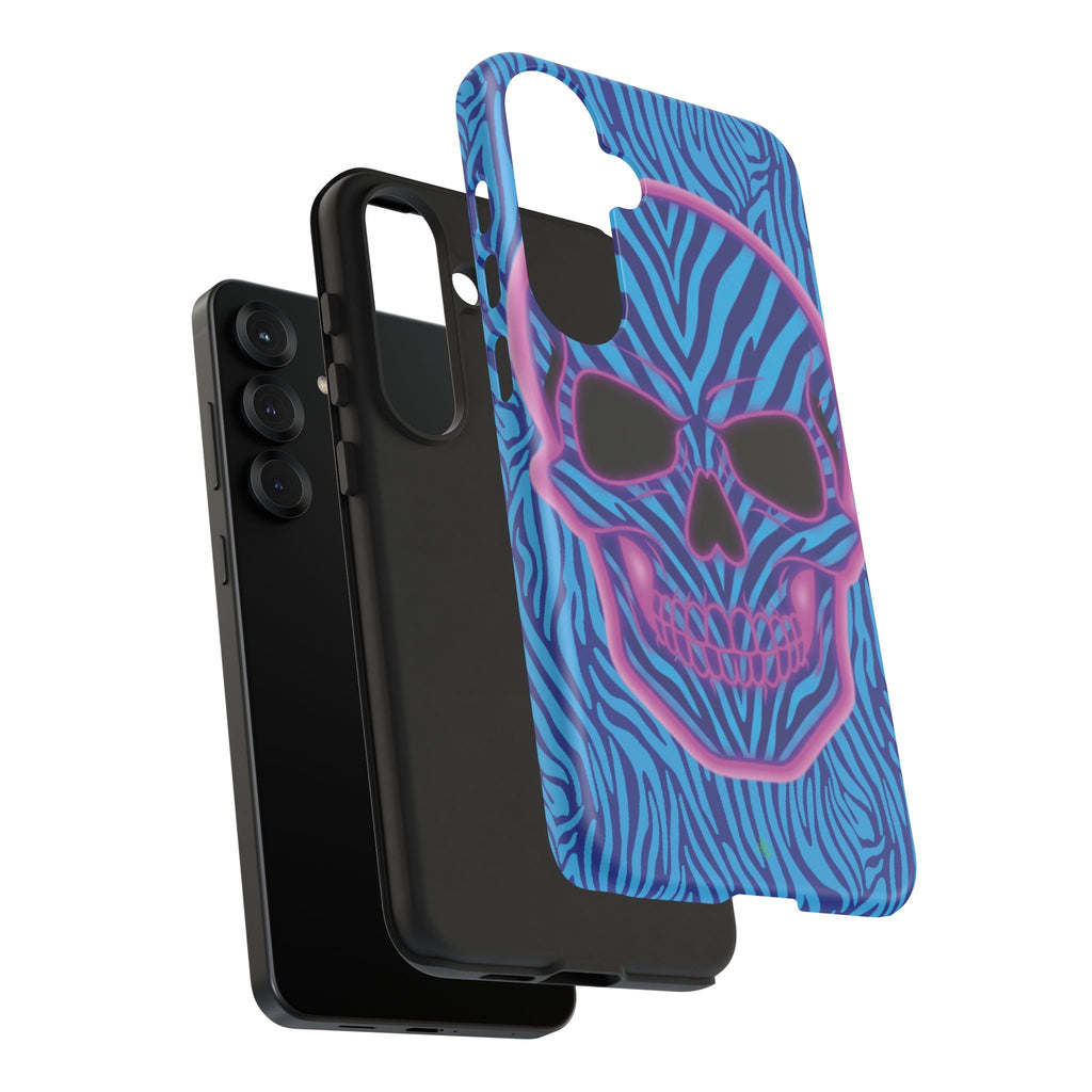 Neon Zebra Skull Tough Phone Case for iPhone, Galaxy, or Google Pixel
