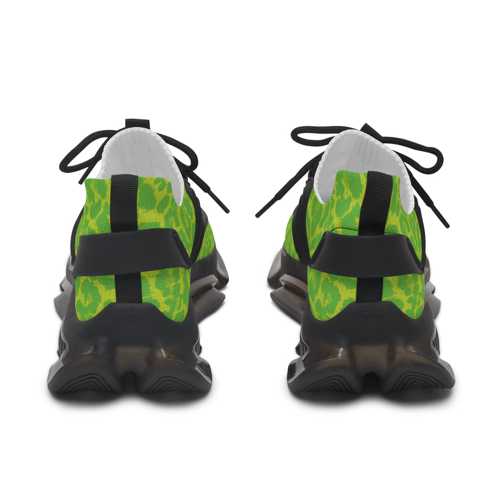 Neon Lime Leopard Women's Mesh Sneakers