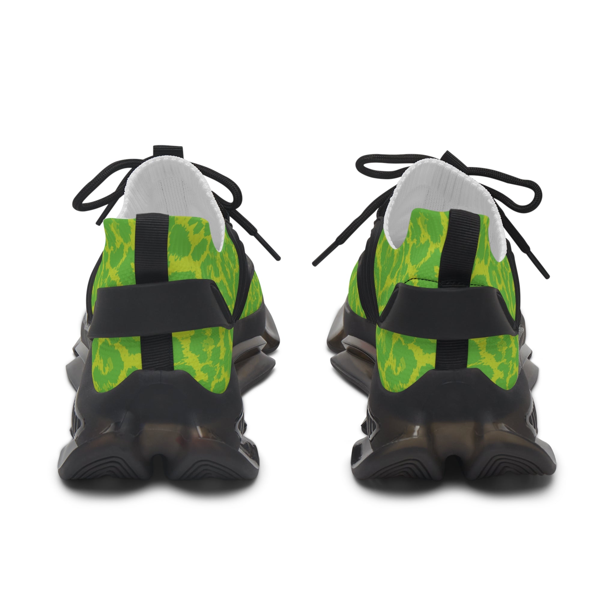 Neon Lime Leopard Women's Mesh Sneakers