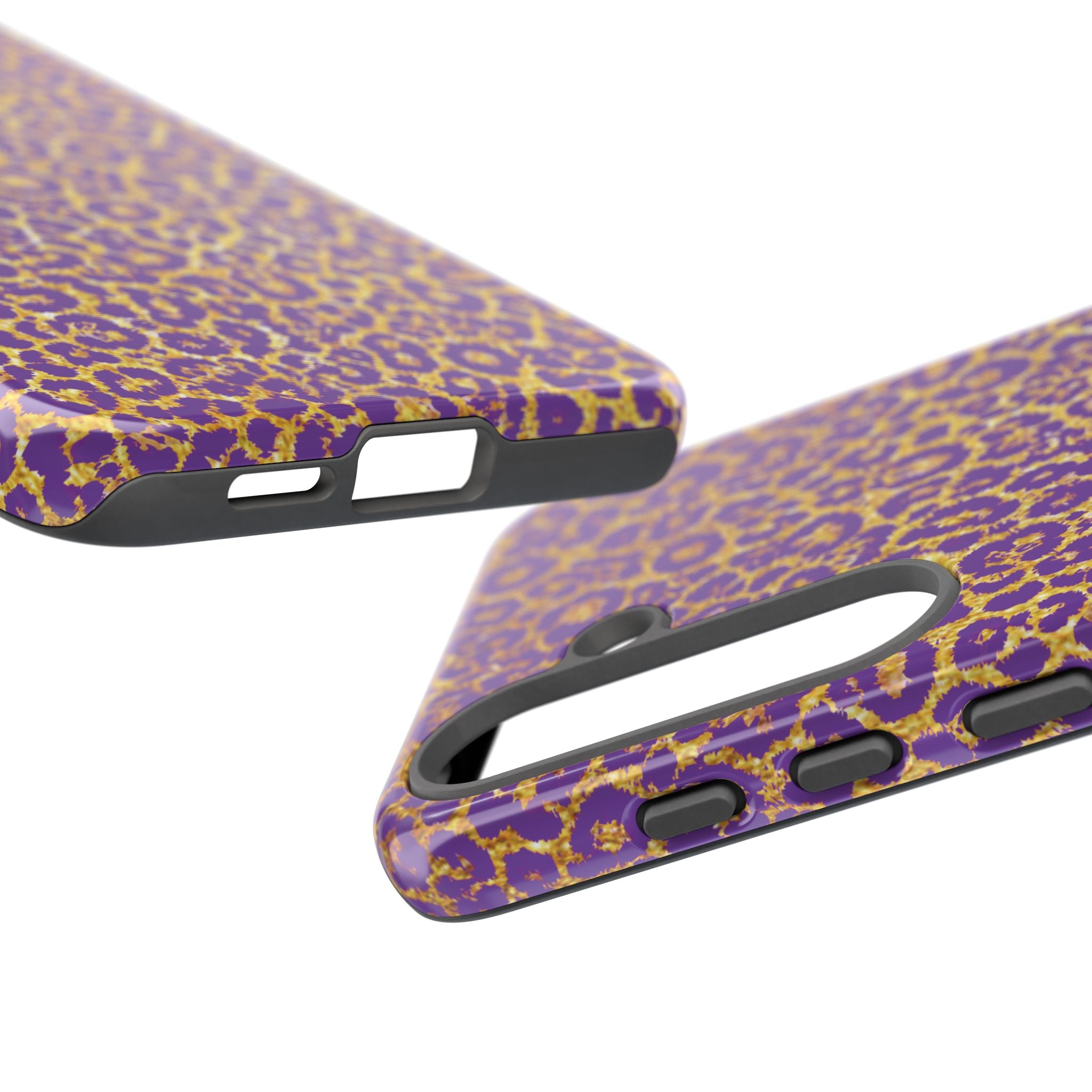 Purple Gold Leopard Tough Phone Case for iPhone, Galaxy, or Google Pixel