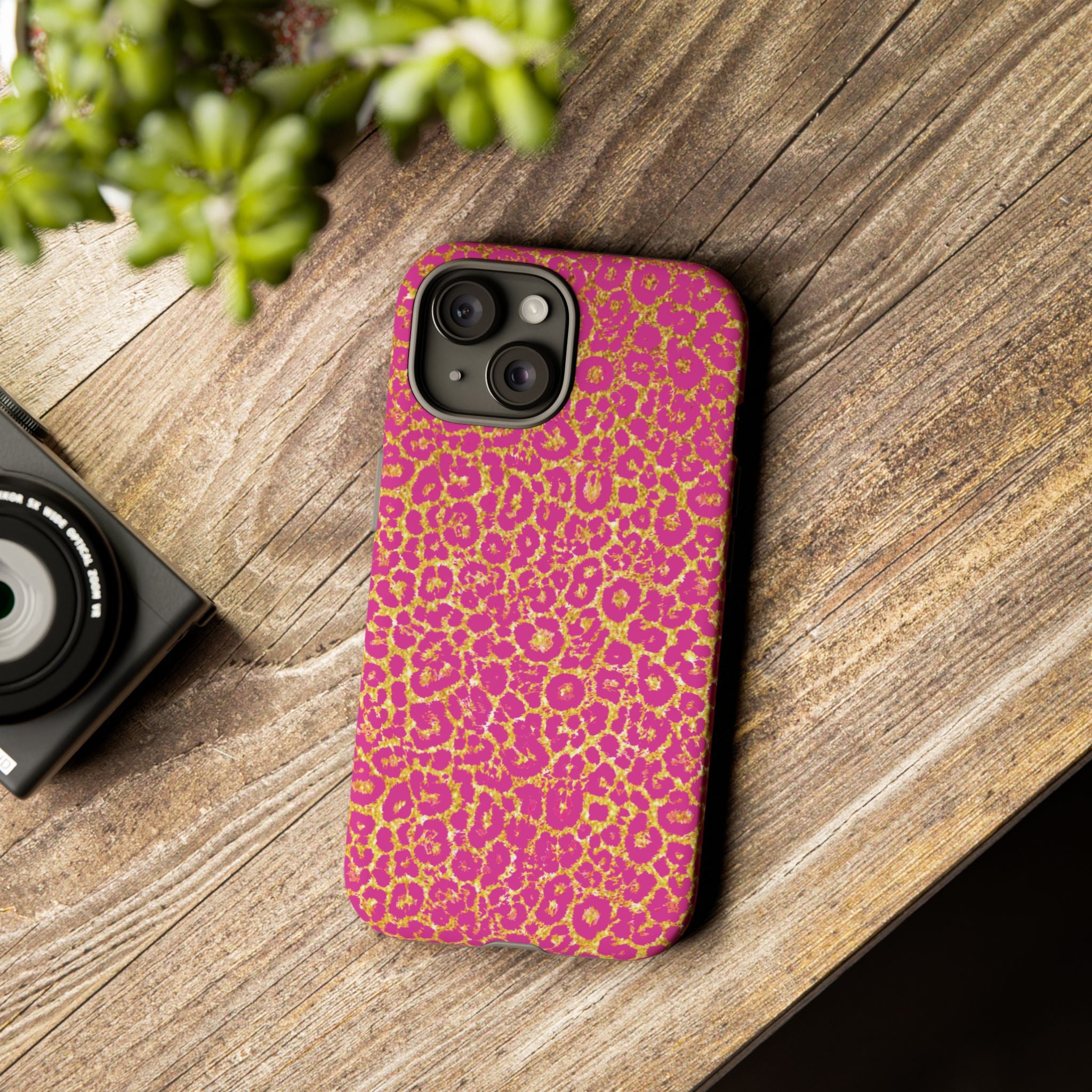 Pink Gold Leopard Tough Case for iPhone, Galaxy, or Google Pixel