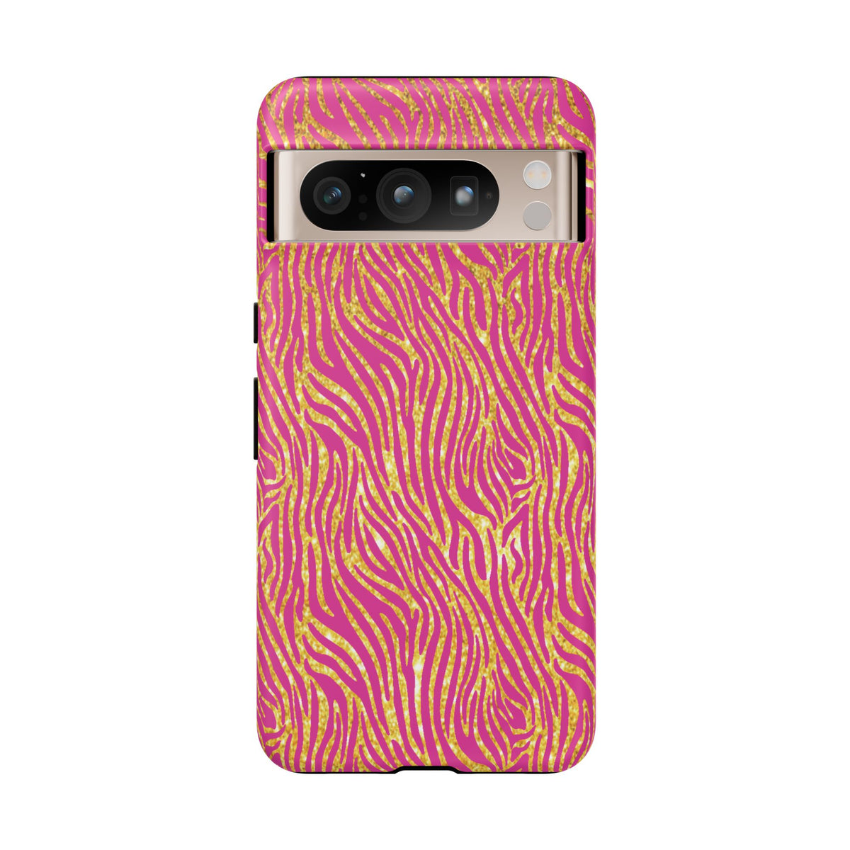 Pink Gold Zebra Print Tough Case for iPhone, Galaxy, or Google Pixel