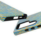 Blue Gold Zebra Tough Case for iPhone, Galaxy, or Google Pixel