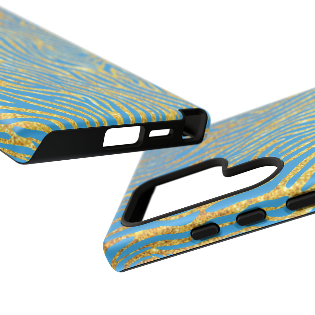 Blue Gold Zebra Tough Case for iPhone, Galaxy, or Google Pixel