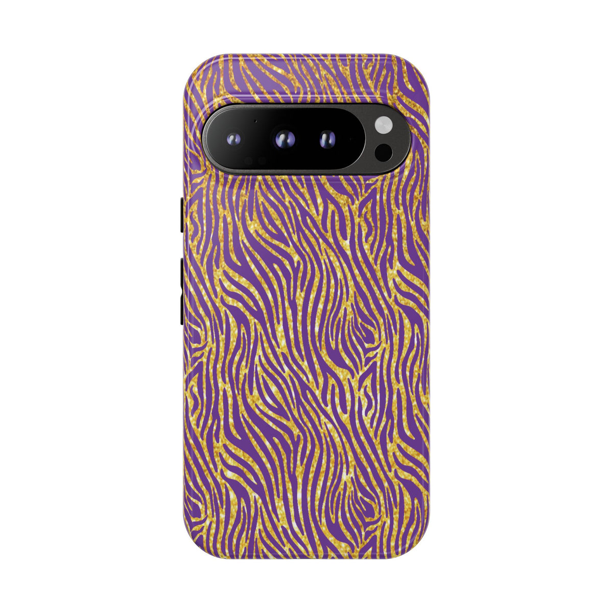 Vibrant Purple Gold Zebra Tough Phone Case iPhone, Galaxy, or Google Pixel