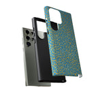 Blue Gold Leopard Tough Phone Case for iPhone, Galaxy, or Google Pixel
