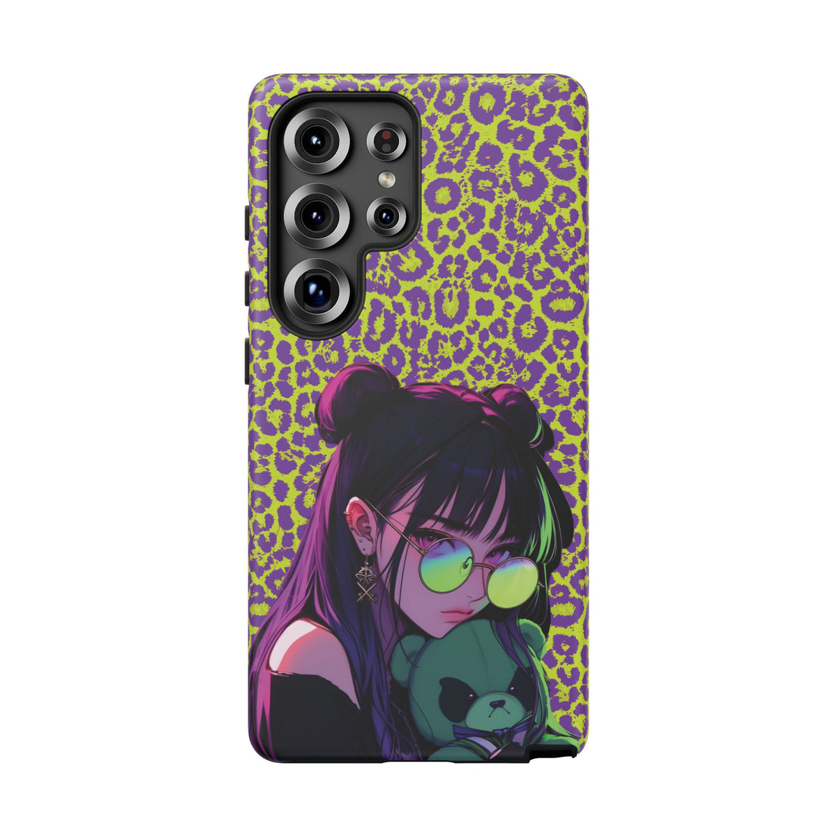 Purple Neon Lime Leopard Kz Tough Case for iPhone, Galaxy, or Google Pixel