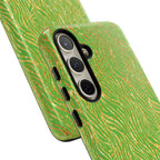 Neon Green Gold Zebra Tough Phone Case for iPhone, Galaxy, or Google Pixel
