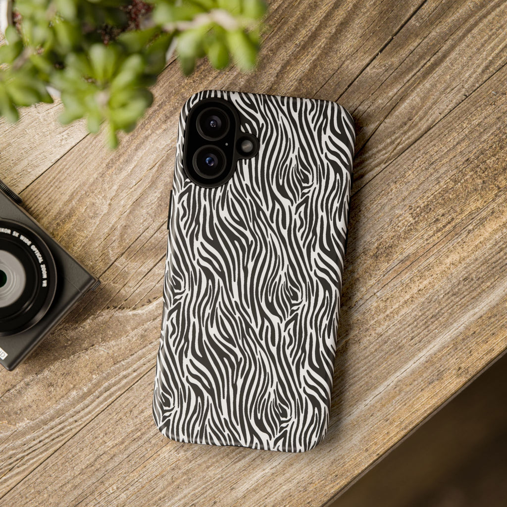 Black and White Zebra Print Tough Case iPhone, Galaxy and Google Pixel