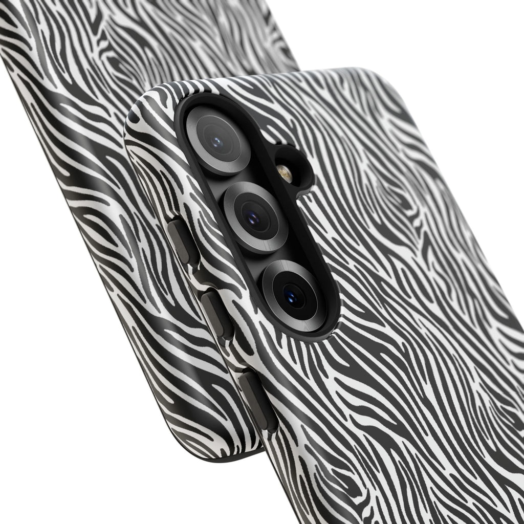 Black and White Zebra Print Tough Case iPhone, Galaxy and Google Pixel