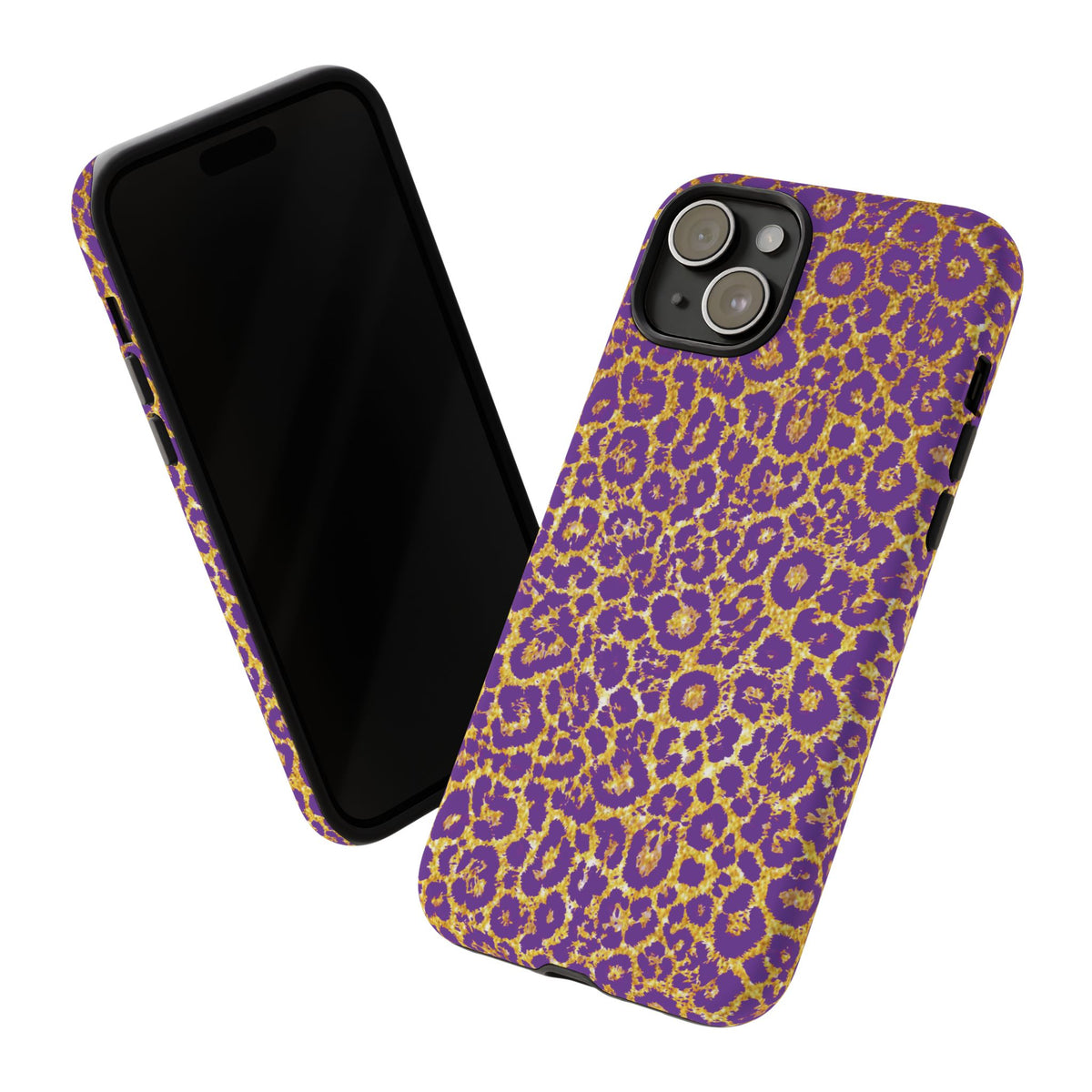 Purple Gold Leopard Tough Phone Case for iPhone, Galaxy, or Google Pixel