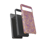 Vibrant Purple Gold Zebra Tough Phone Case iPhone, Galaxy, or Google Pixel