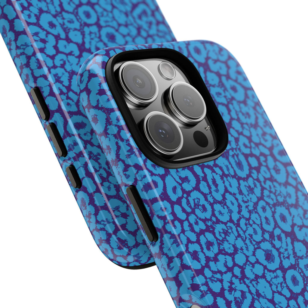 Blue Purple Leopard Tough Phone Case iPhone, Galaxy, or Google Pixel