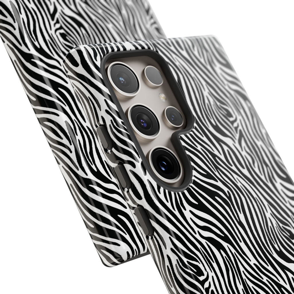 Black and White Zebra Print Tough Case iPhone, Galaxy and Google Pixel