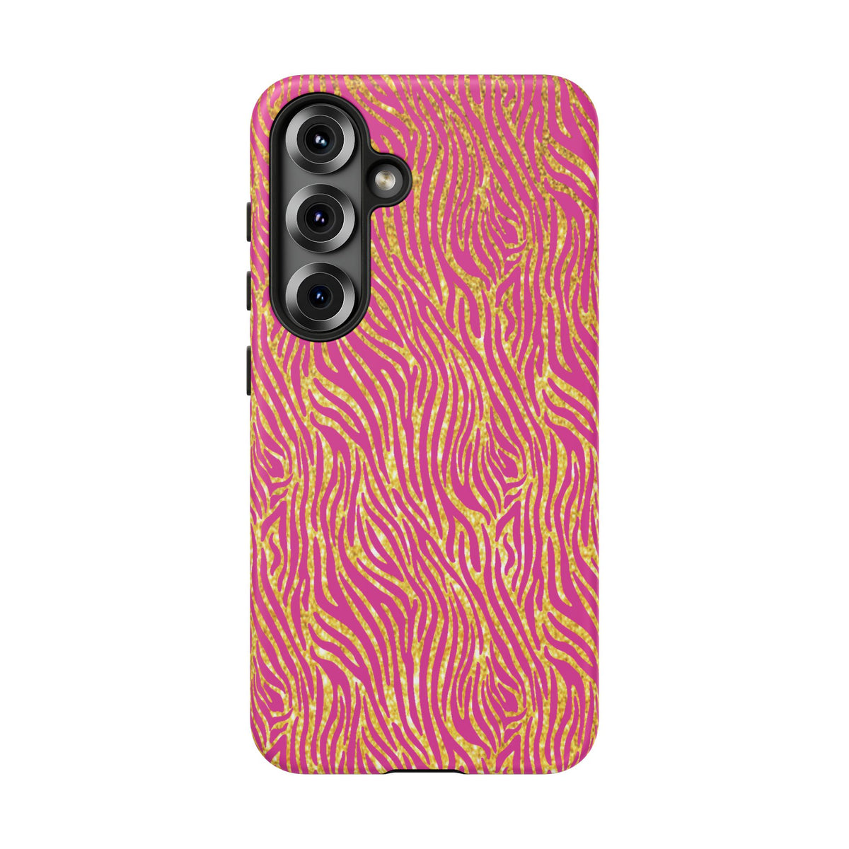Pink Gold Zebra Print Tough Case for iPhone, Galaxy, or Google Pixel