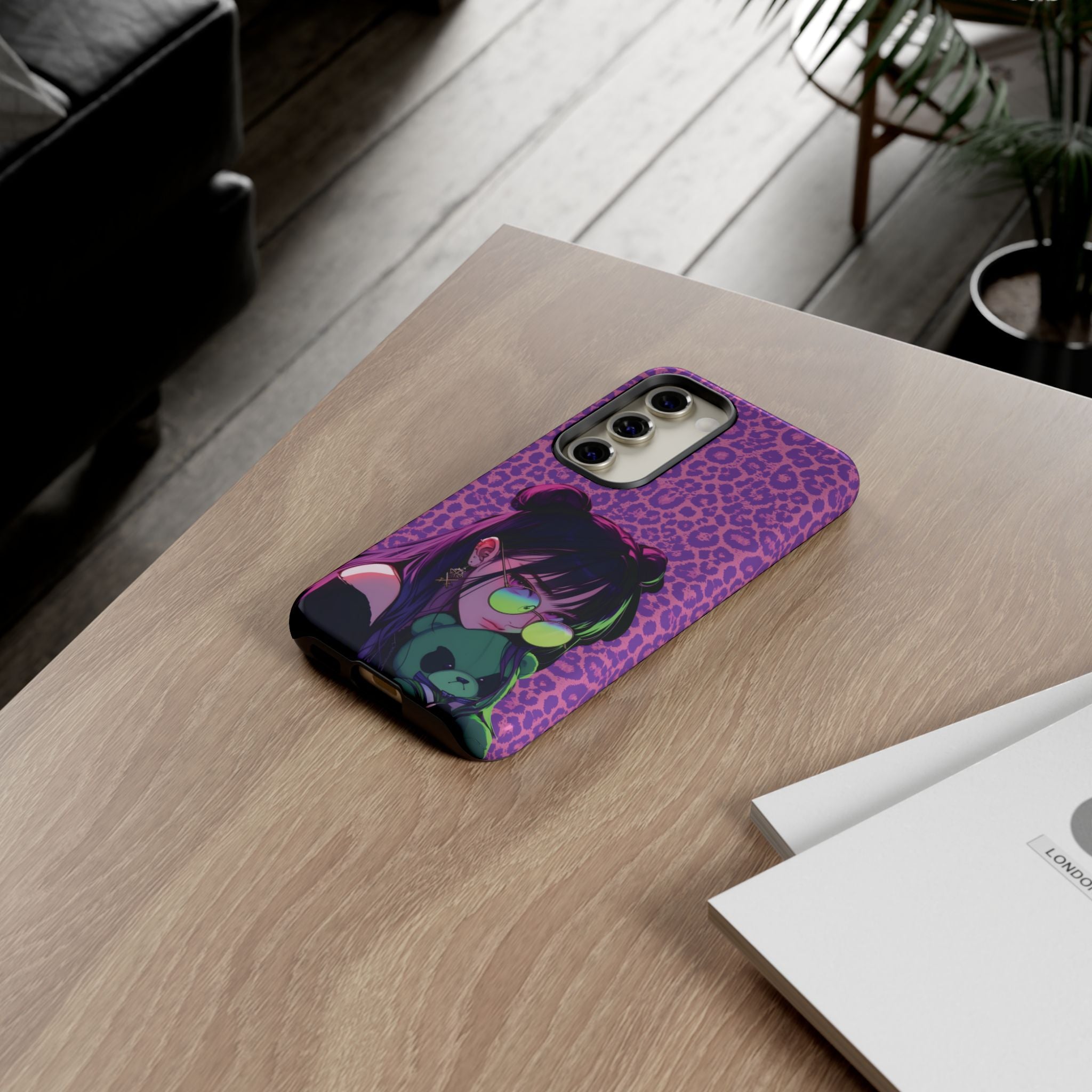 Purple Pink Leopard Kz iPhone, Galaxy and Google Tough Cases