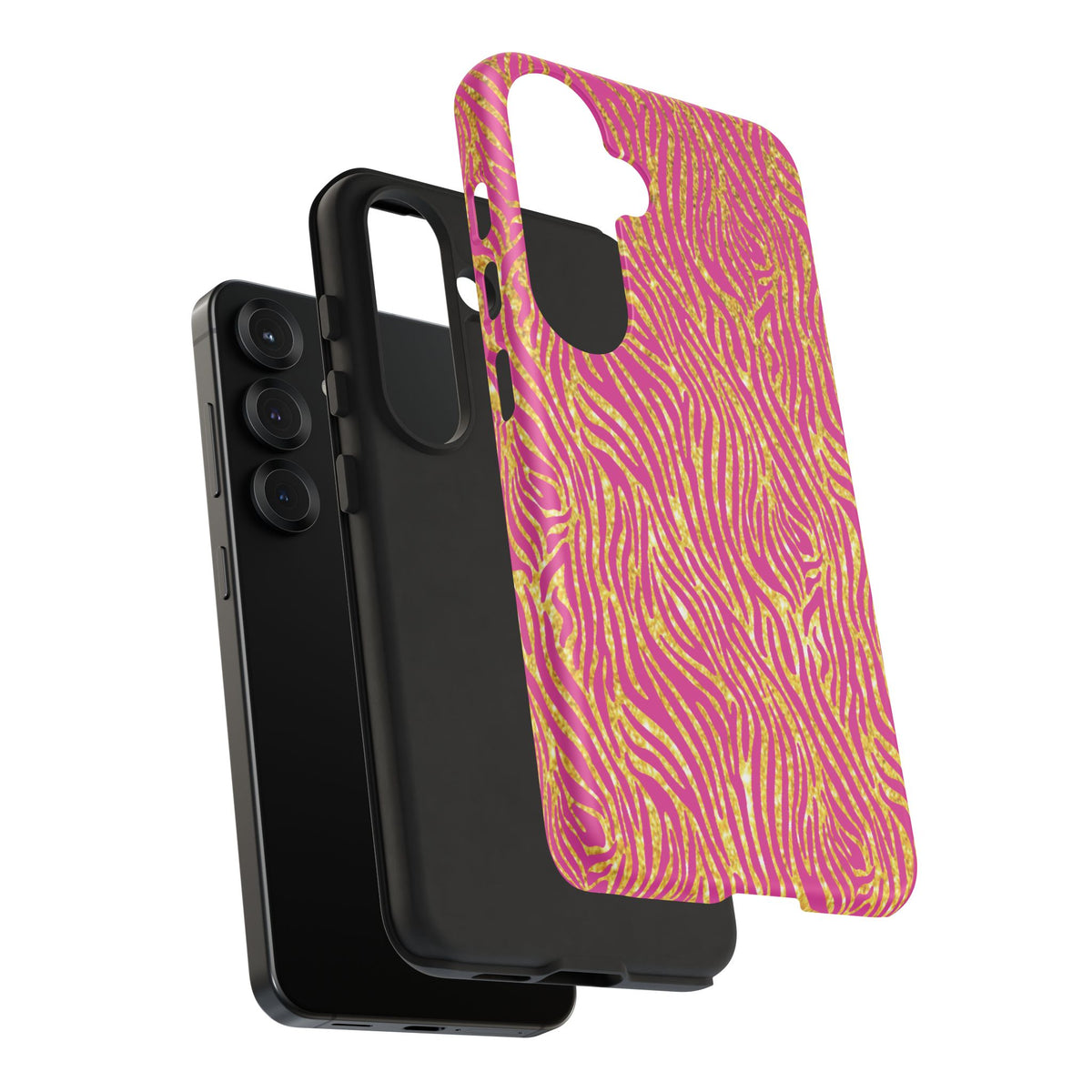 Pink Gold Zebra Print Tough Case for iPhone, Galaxy, or Google Pixel