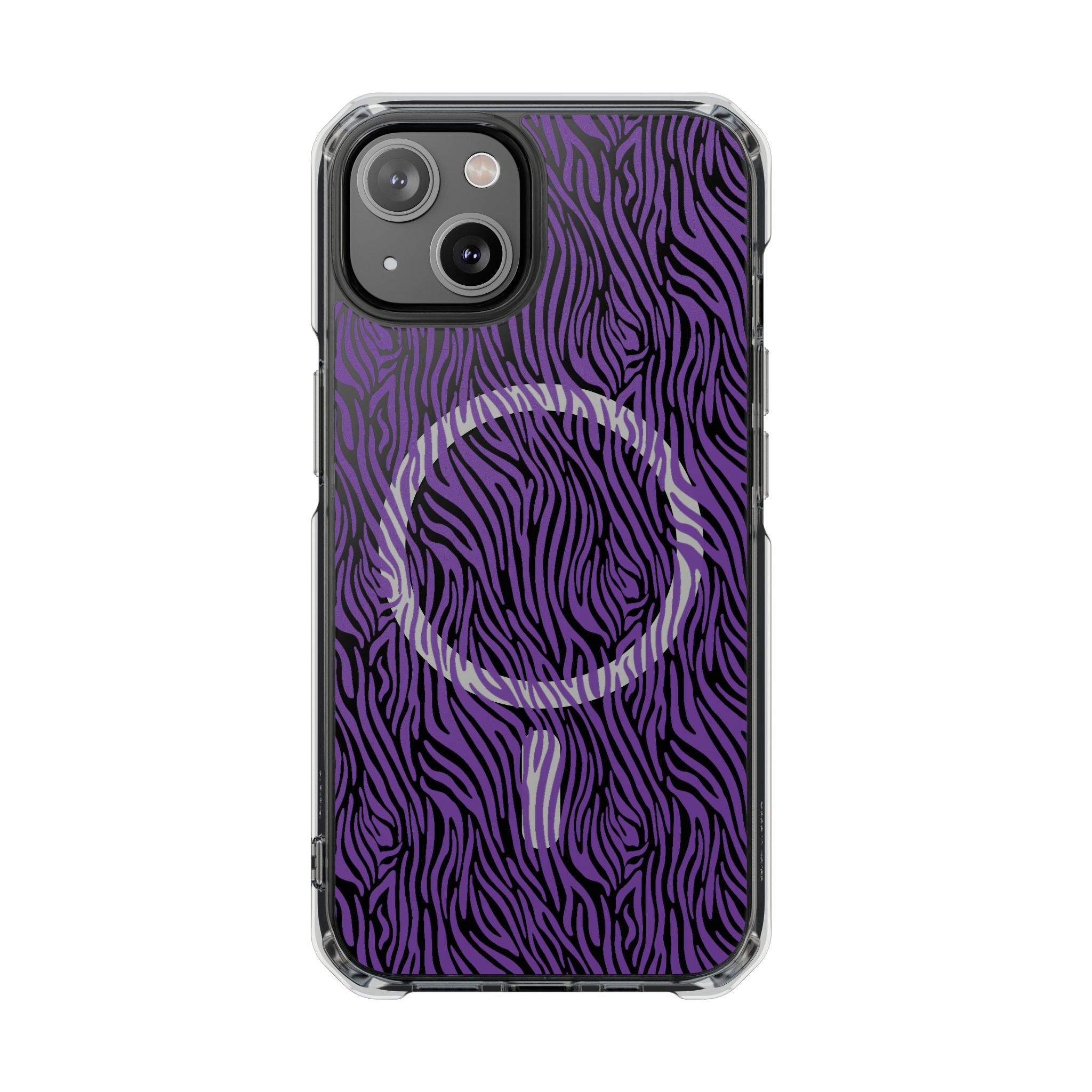 Purple Zebra Magnetic iPhone 14, 15, 16 Series Clear Impact Cases