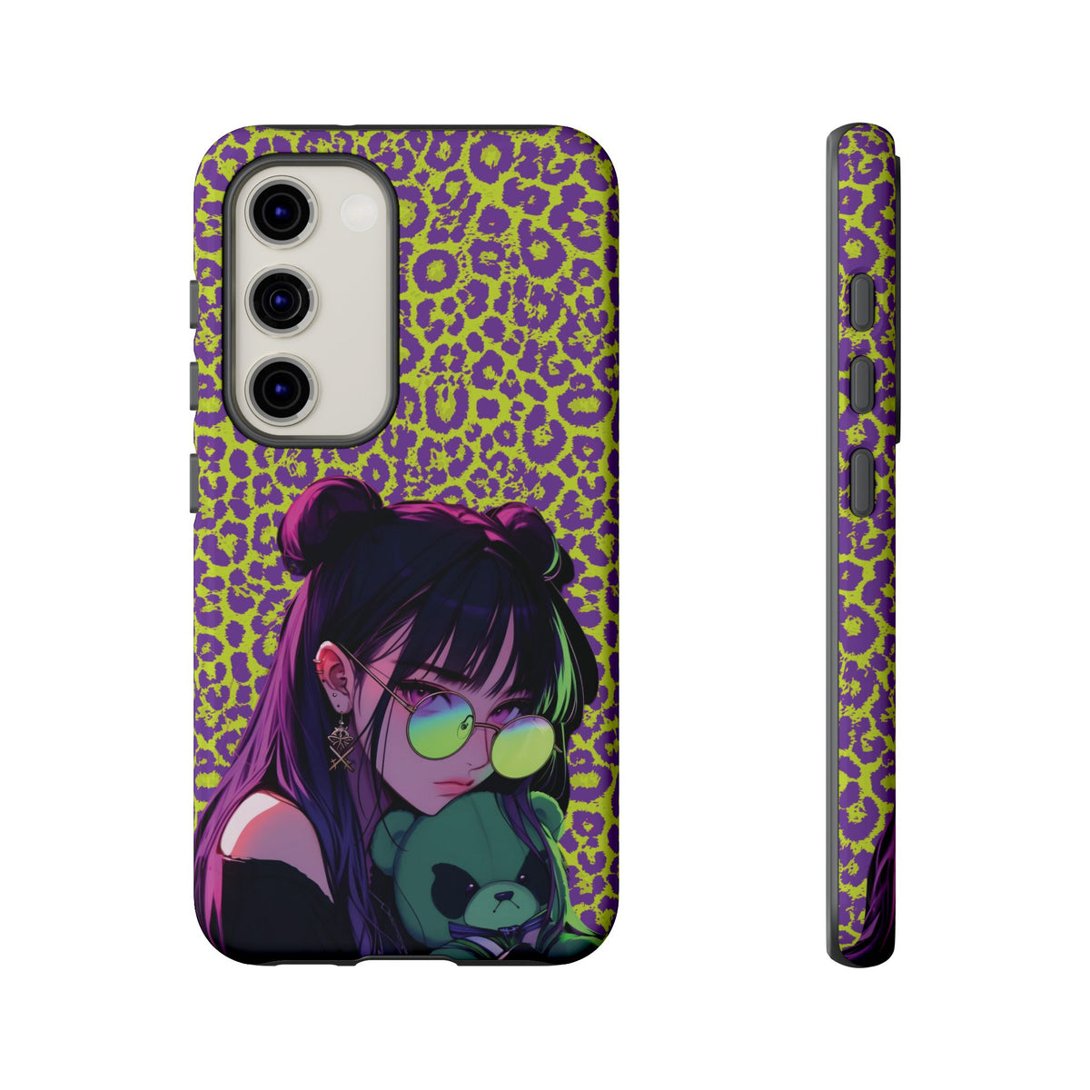 Purple Neon Lime Leopard Kz Tough Case for iPhone, Galaxy, or Google Pixel