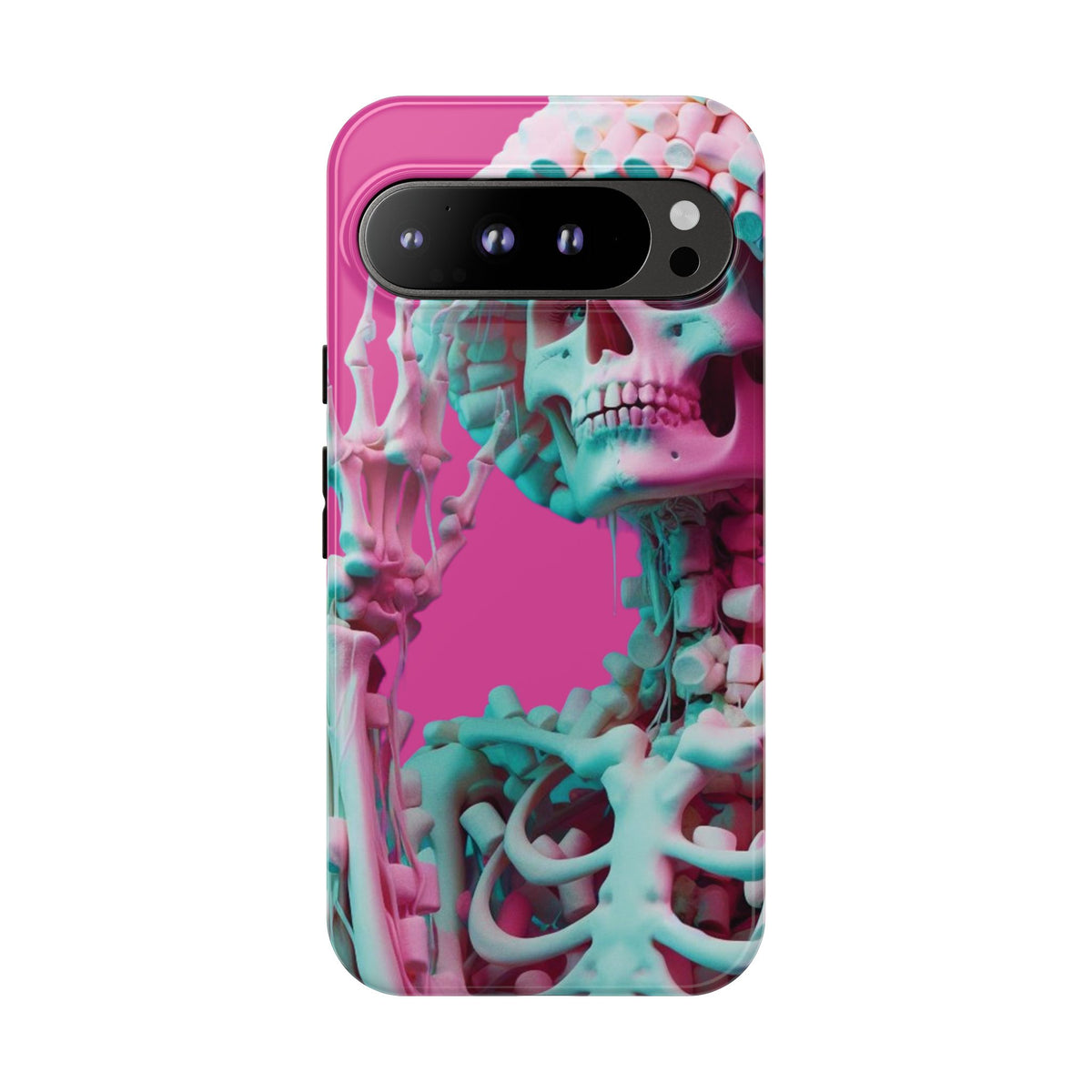 Neon Pink Skeleton Tough Phone Case for iPhone, Galaxy and Google Pixel