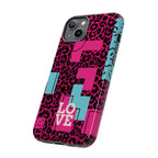 Pink Love Retro Blocks Leopard RG Tough Phone Case for iPhone, Galaxy, or Google Pixel