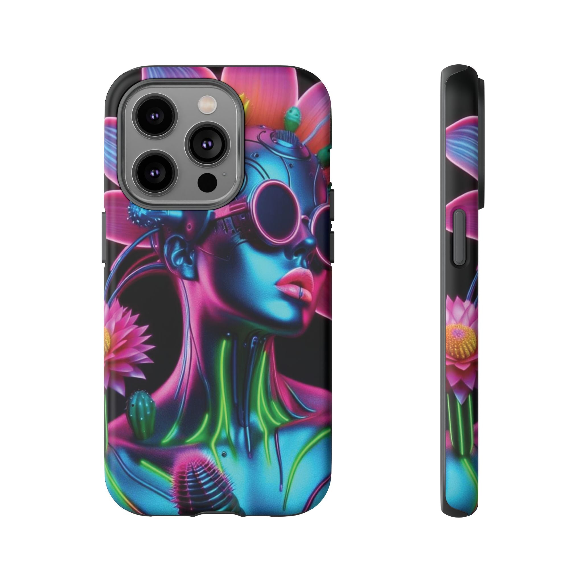 Neon Androgen Cactus Flower Tough Phone Case for iPhone, Galaxy, or Google Pixel