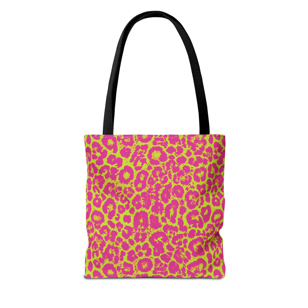 Neon Pink Lime Leopard Tote Bags