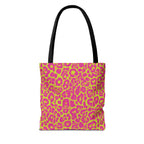 Neon Pink Lime Leopard Tote Bags