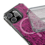 Pink Zebra Magnetic iPhone 14, 15, 16 Series Clear Impact Cases