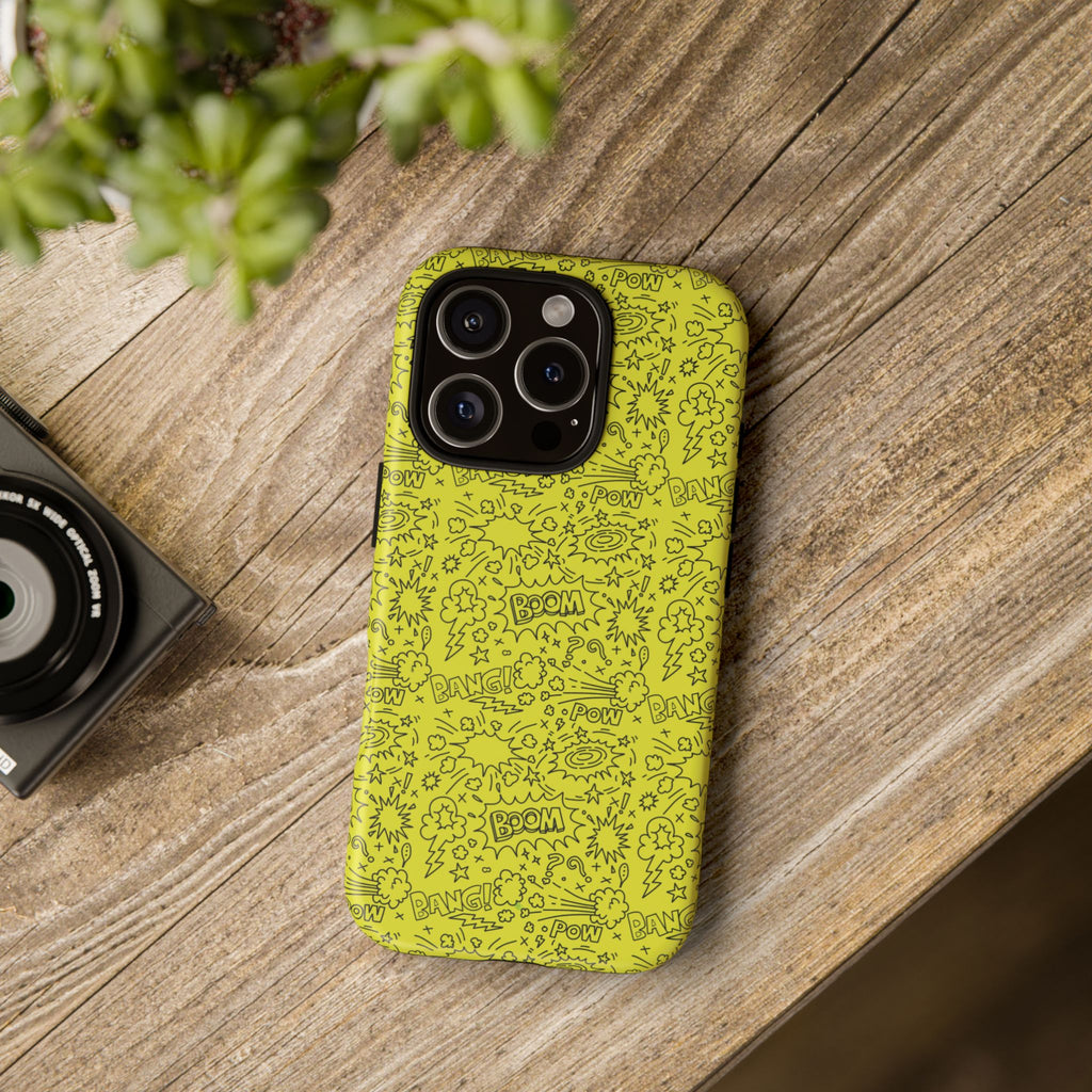 Neon Yellow Wow RG Tough Phone Case for iPhone, Galaxy, or Google Pixel