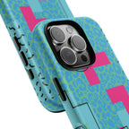 LOVE Aqua Blue Leopard RG Tough Phone Case iPhone, Galaxy, or Google Pixel