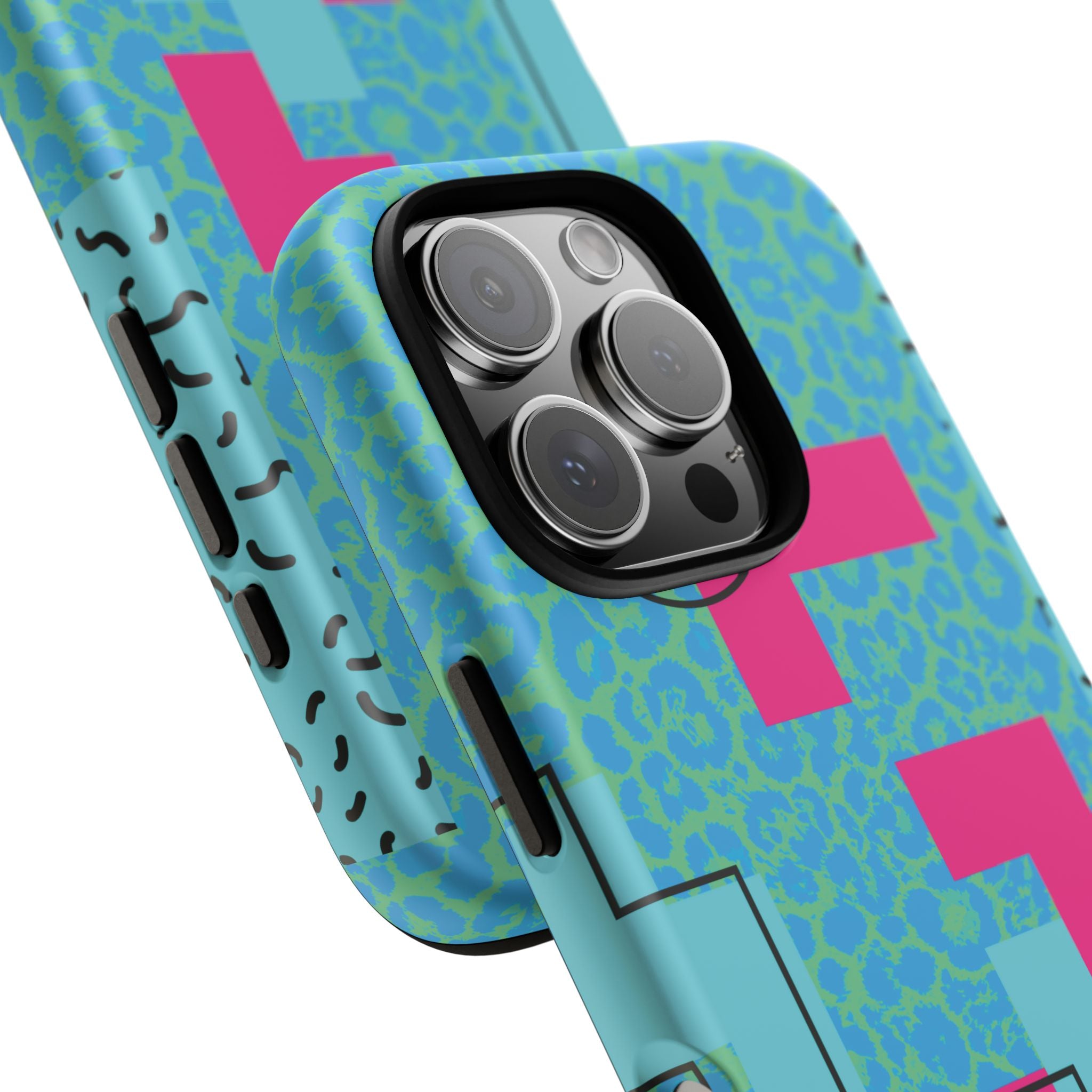 LOVE Aqua Blue Leopard RG Tough Phone Case iPhone, Galaxy, or Google Pixel