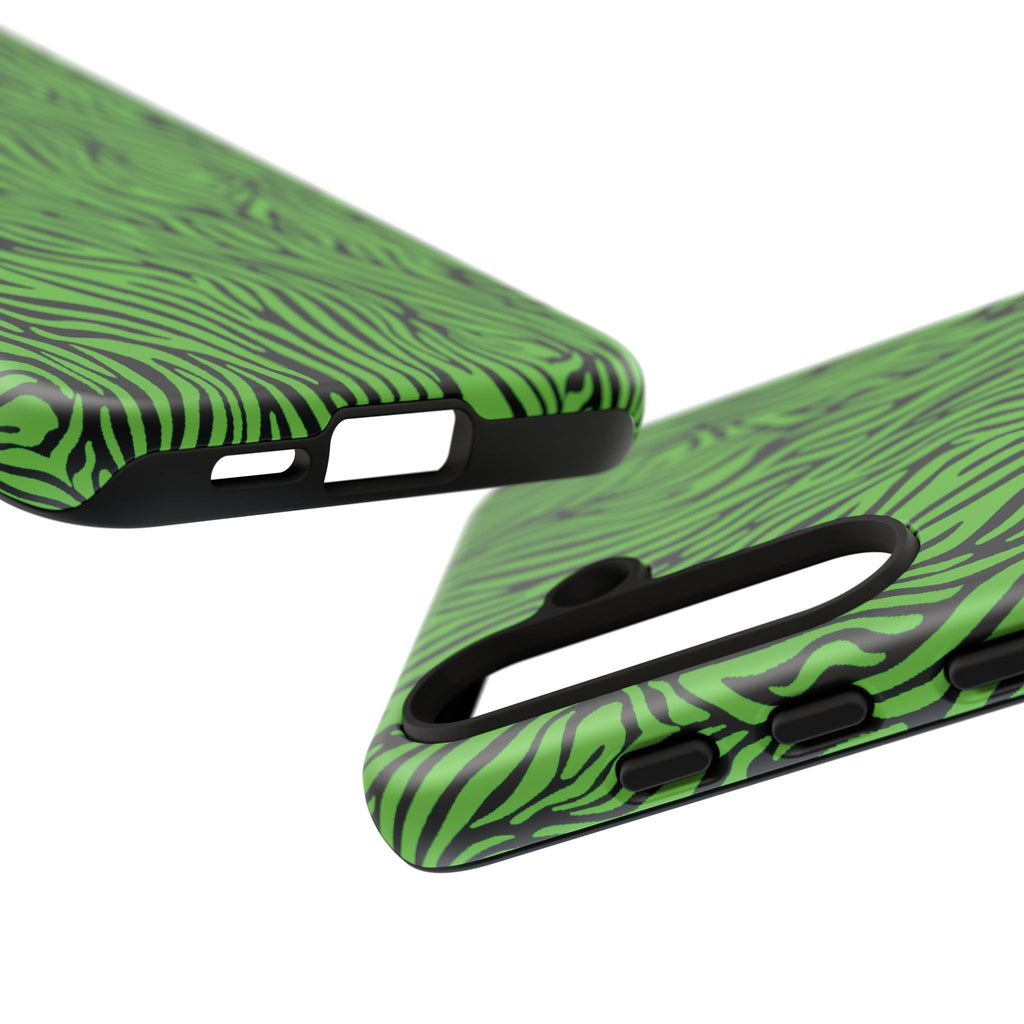Neon Green Zebra Tough Phone Case iPhone, Galaxy, or Google Pixel