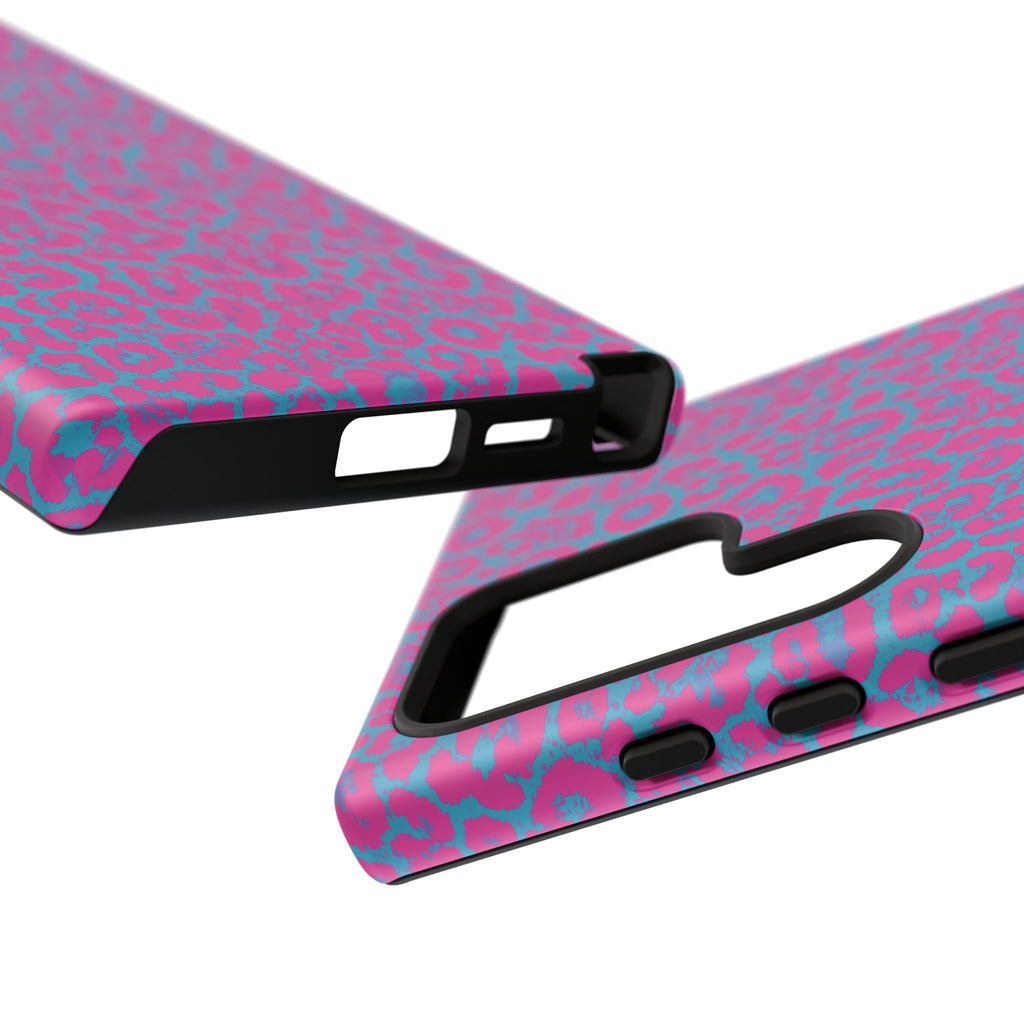 Pink Blue Leopard Tough Phone Case iPhone, Galaxy, or Google Pixel