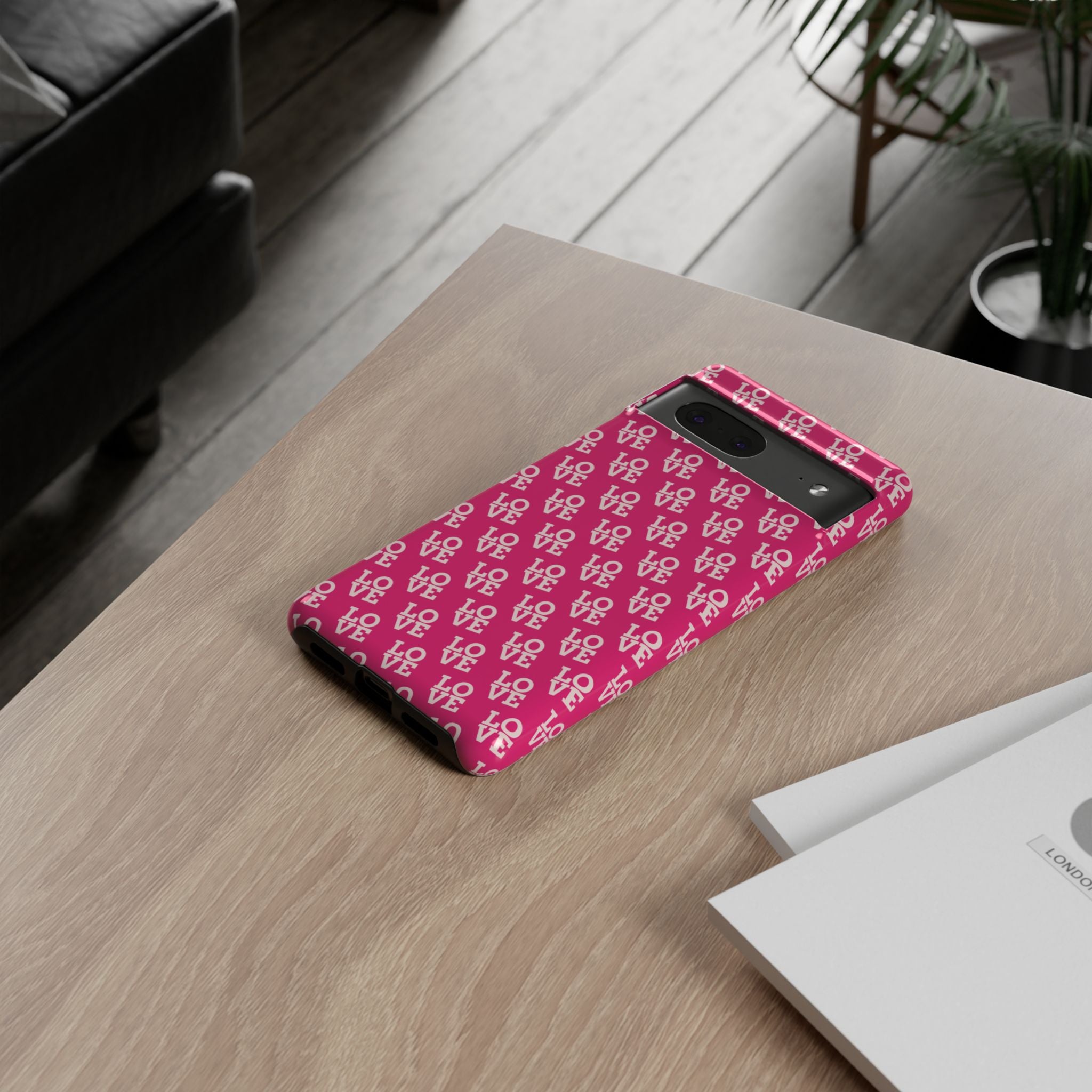 Vibrant Pink LOVE Tough Case iPhone, Galaxy, or Google Pixel