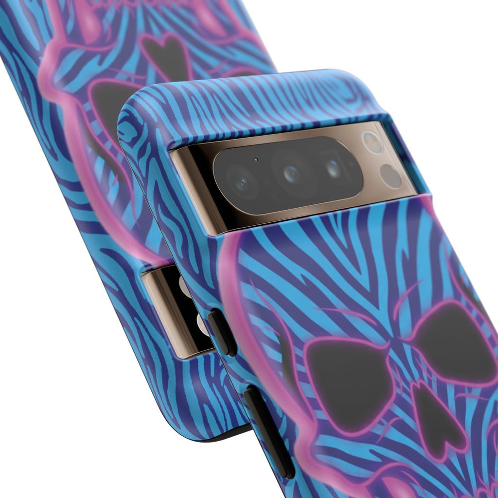 Neon Zebra Skull Tough Phone Case for iPhone, Galaxy, or Google Pixel