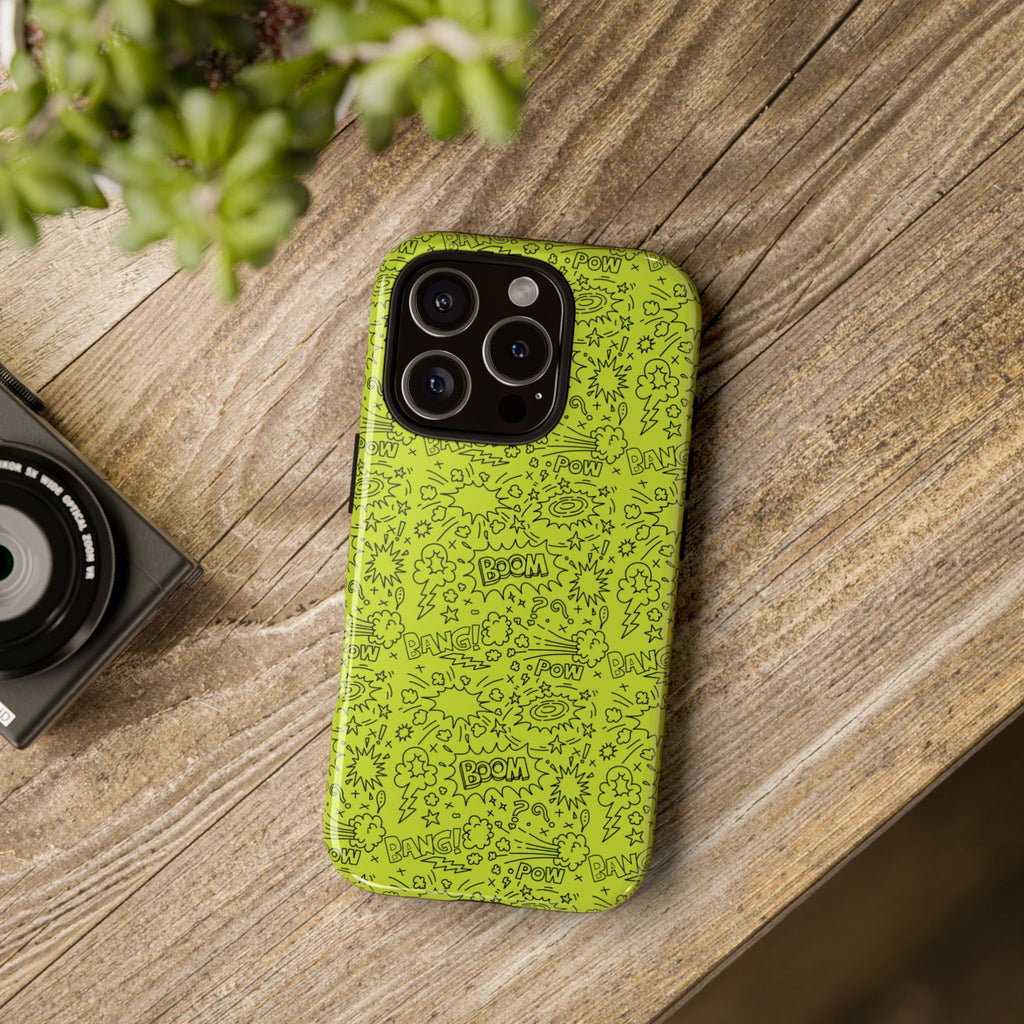 Neon Lime Wow Tough Case for iPhone, Galaxy, or Google Pixel