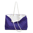 Purple Blue Leopard Eco Friendly Weekender Bag, Travel Tote, Beach Bag