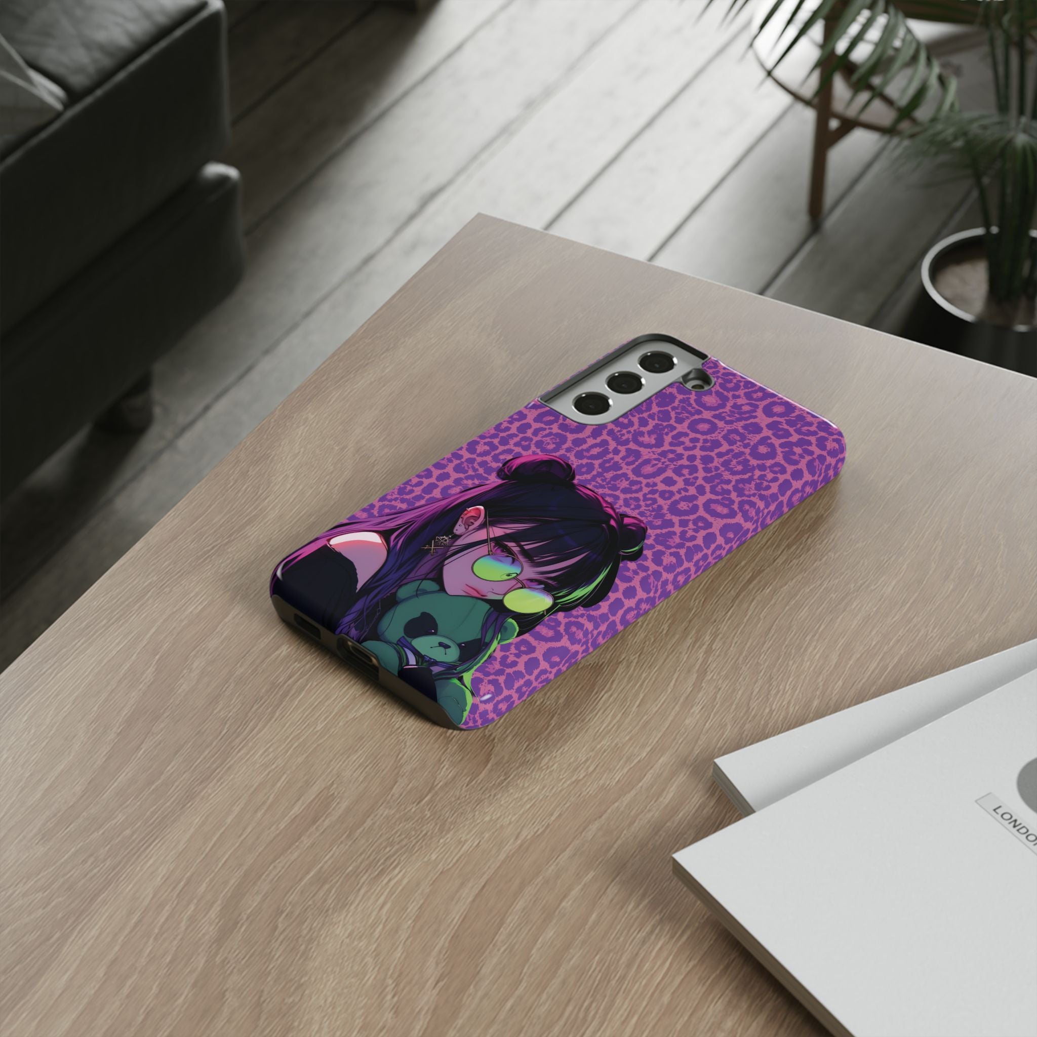 Purple Pink Leopard Kz iPhone, Galaxy and Google Tough Cases