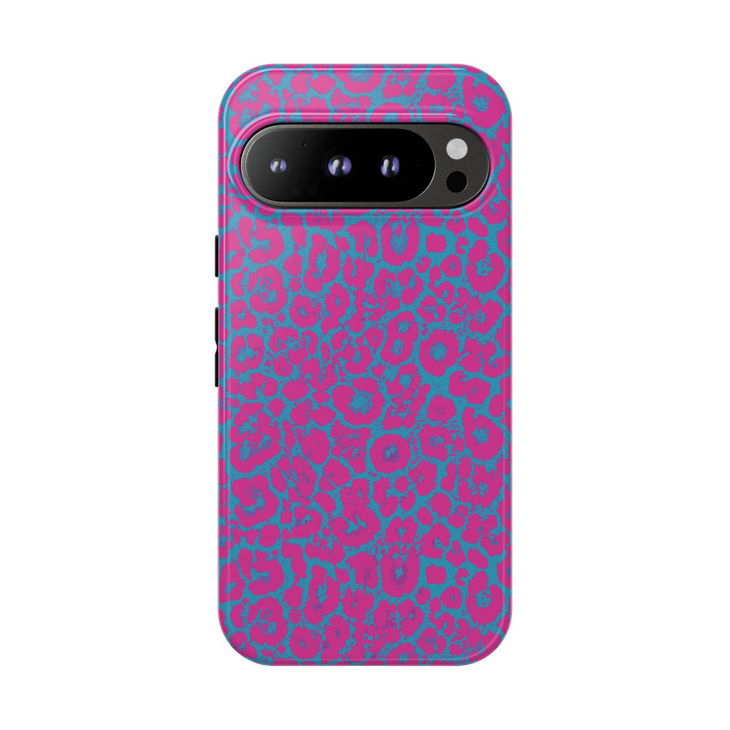 Pink Blue Leopard Tough Phone Case iPhone, Galaxy, or Google Pixel