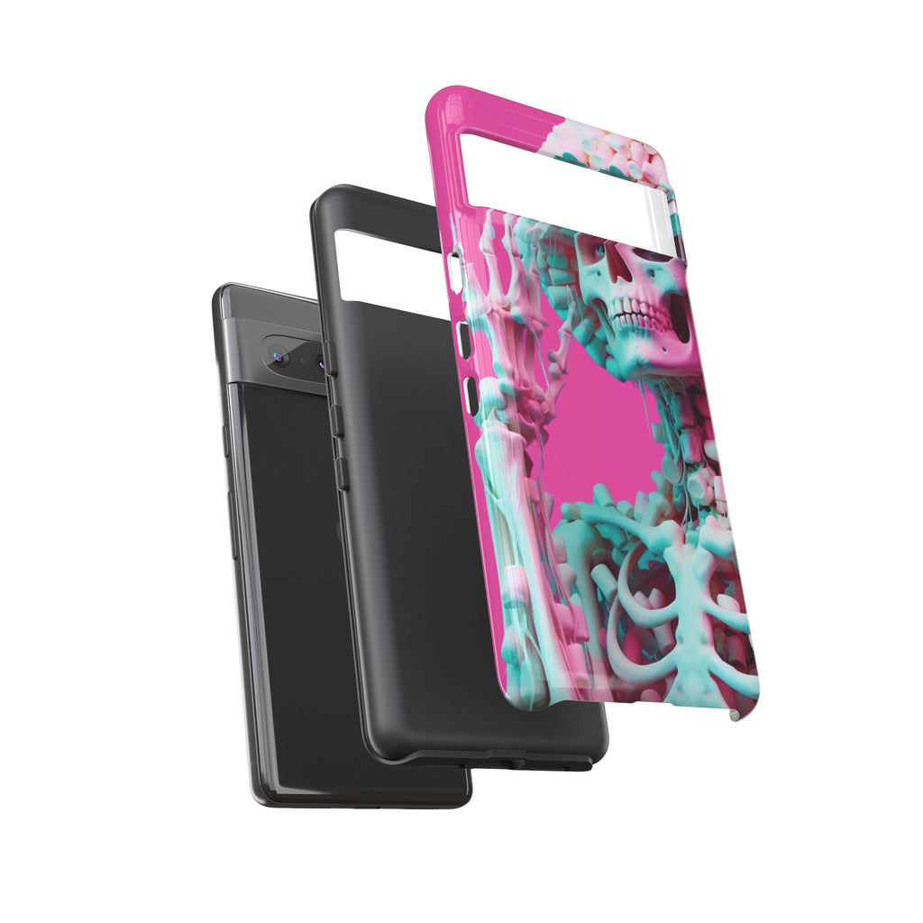 Neon Pink Skeleton Tough Phone Case for iPhone, Galaxy and Google Pixel